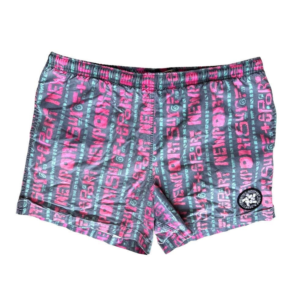 Vintage Newport Surf & Sport Men's Logo Swim Trunks Size Large